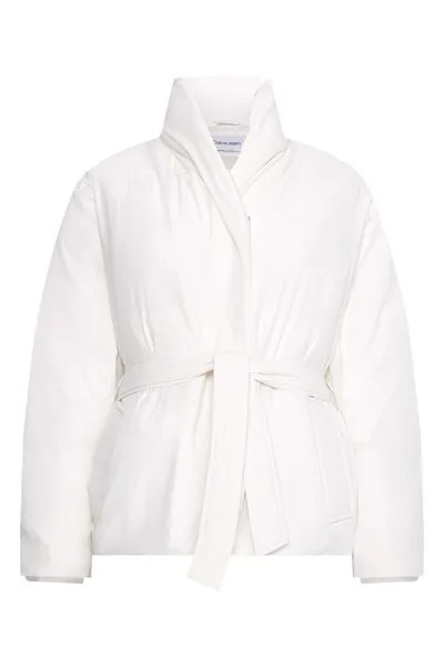 Короткая, слегка утепленная зимняя куртка с поясом Calvin Klein, белый