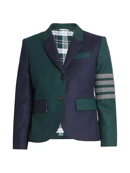 Шерстяная спортивная куртка Funmix с цветными блоками Thom Browne, темно-зеленый