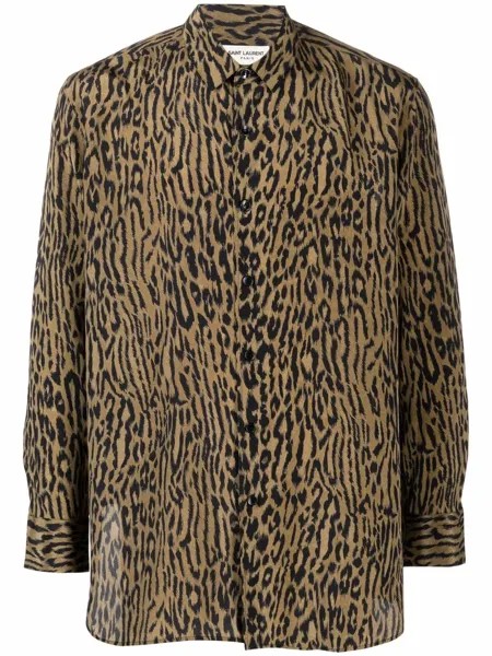 Saint Laurent leopard-print silk shirt