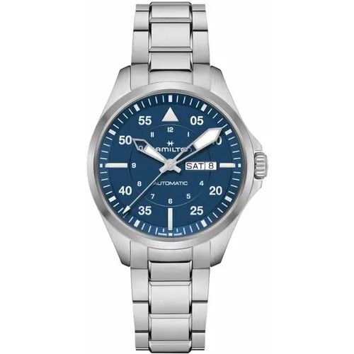 Наручные часы Hamilton Khaki Aviation, серебряный, синий