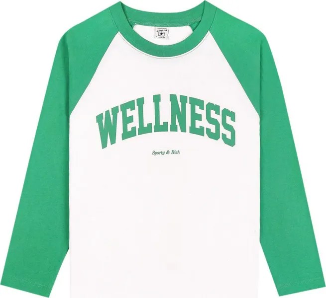 Футболка Sporty & Rich Wellness Ivy Baseball 'Verde/White', зеленый