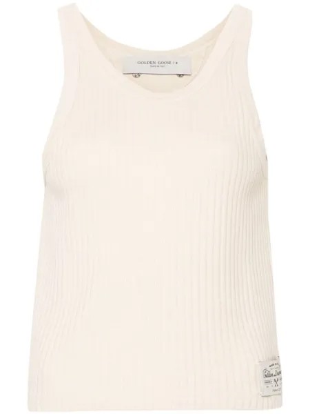 Golden Goose хлопковая майка с ребристым узором, нейтральный цвет