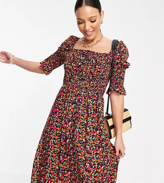 Платье мини с присборенным лифом и цветочным принтом Y.A.S. Tall-Multi