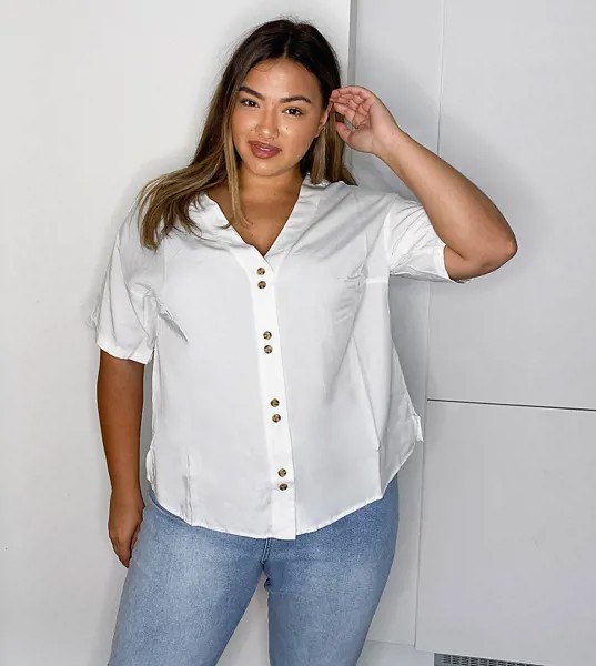 Белая блузка с V-образным вырезом Vero Moda Curve-Белый
