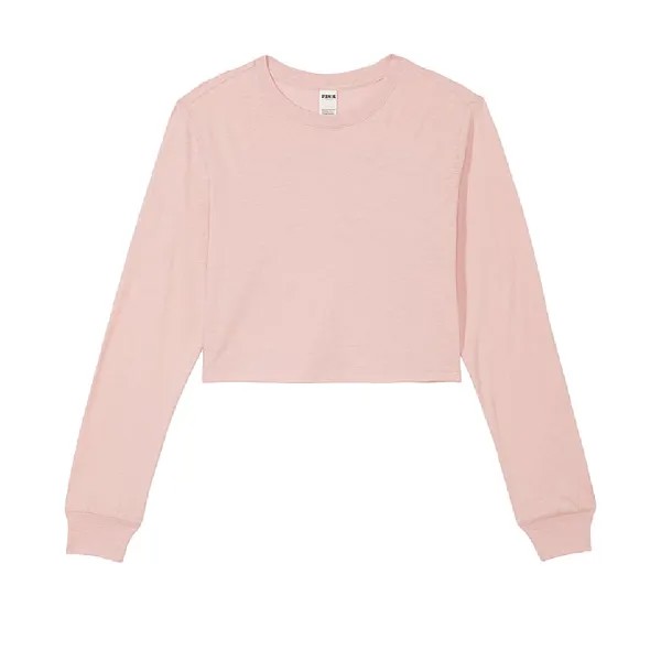 Лонгслив Victoria's Secret Pink Premium Cotton Cropped Palm, розовый