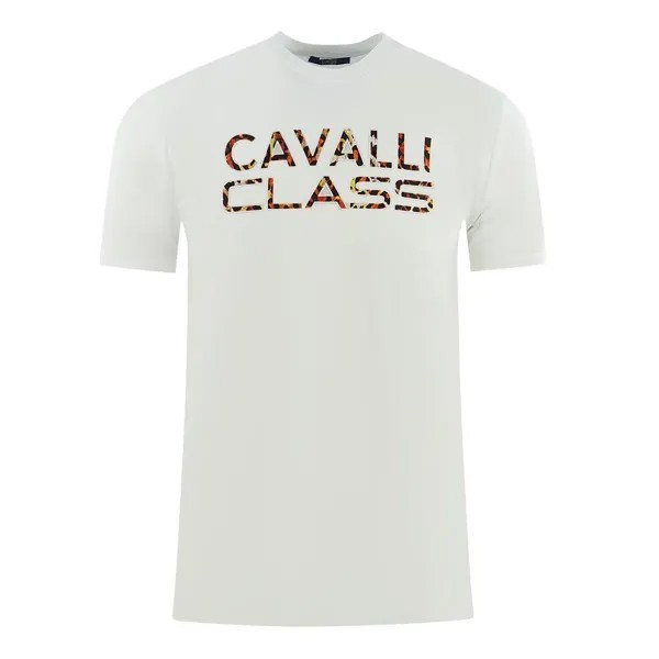 Белая футболка с принтом логотипа Cavalli Class, белый