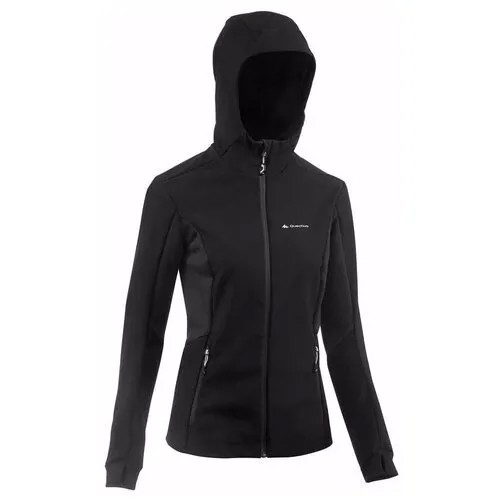 Куртка для горного треккинга Softshell женская, цвет: черный, размер: L, TREK 500 WINDWARM S FORCLAZ Х Декатлон