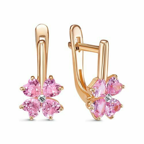 Серьги Diamant online, золото, 585 проба, фианит, розовый