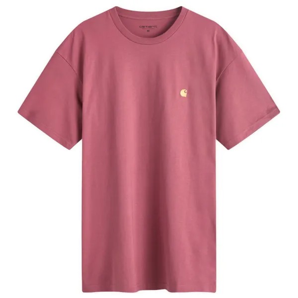 Футболка Carhartt Wip Chase T-Shirt, цвет Dusty Fuchsia & Gold
