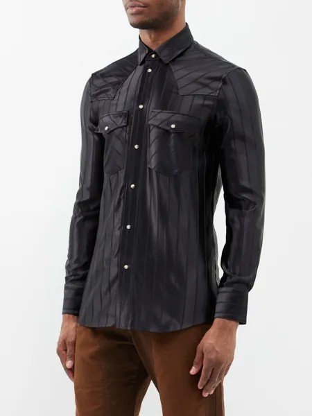 Полосатая рубашка из шелкового атласа Winnie New York, черный