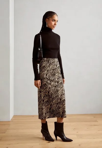 Юбка-карандаш SPLIT MIDAX Marks & Spencer, цвет brown mix