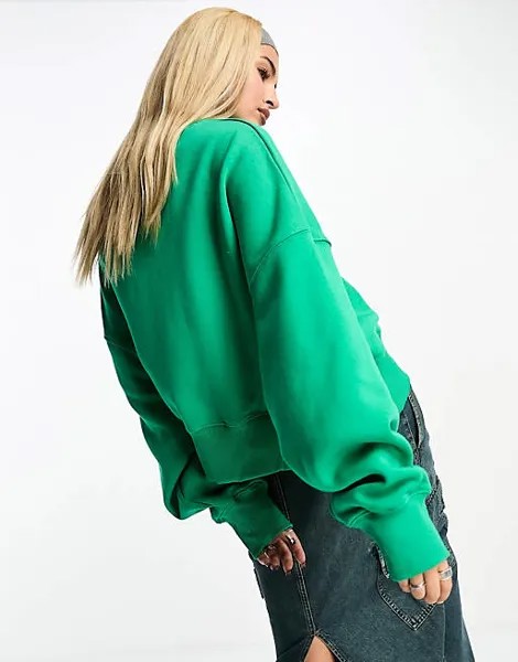 Зеленый стадионный укороченный свитшот Nike varsity oversized