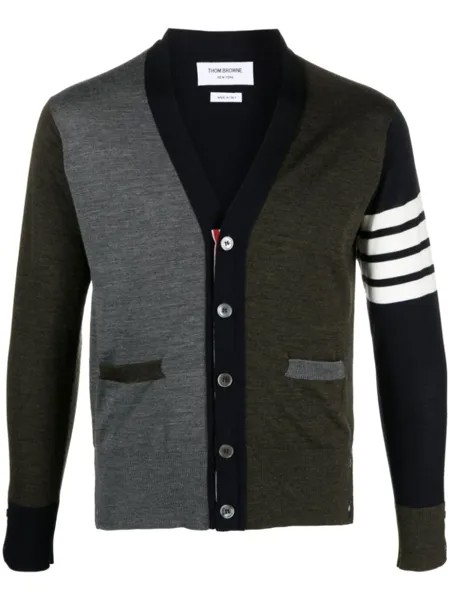 Thom Browne кардиган в стиле колор-блок, синий