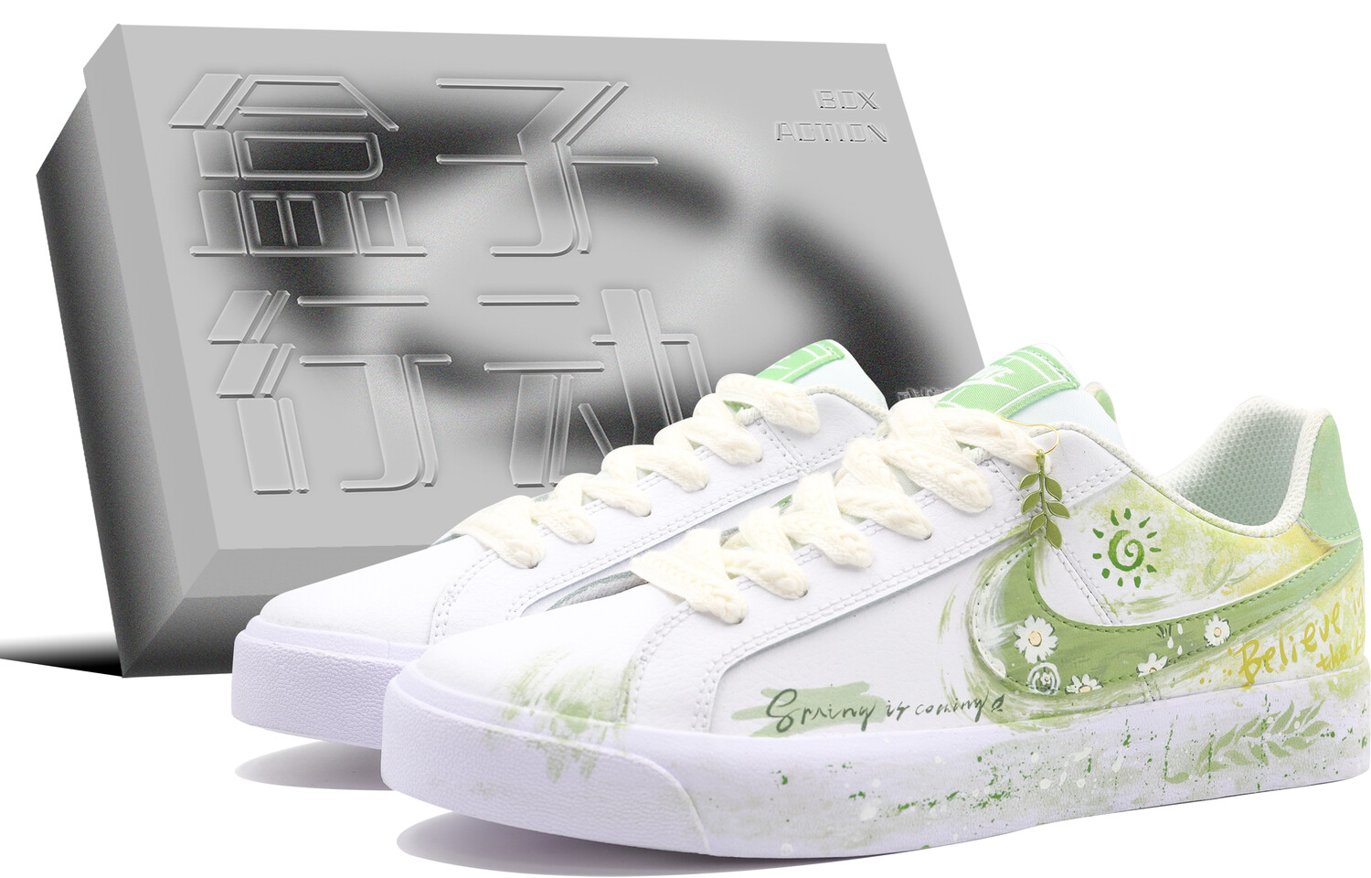 Кроссовки Nike Court Royale Skateboarding Shoes Women's Low-top White, зеленый
