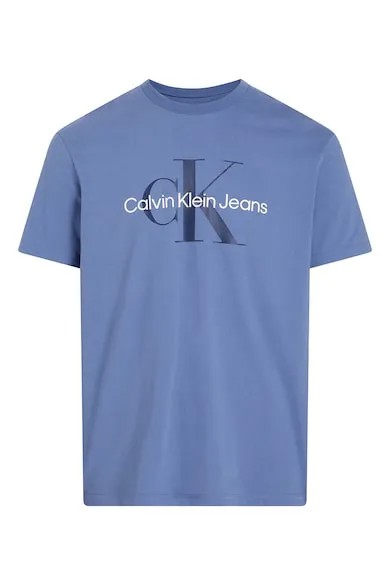 Футболка с логотипом и овальным вырезом CALVIN KLEIN JEANS, лавандовый, темно-синий