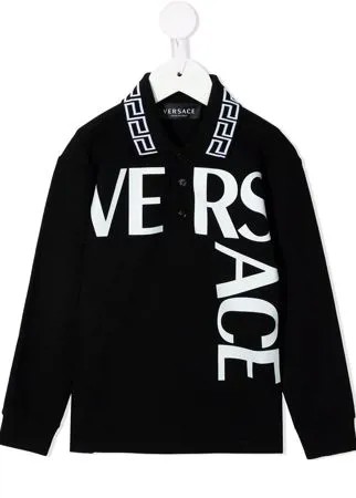 Versace Kids рубашка поло с длинными рукавами и логотипом