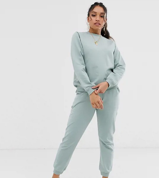 Спортивный костюм со свитшотом и джоггерами ASOS DESIGN Petite-Зеленый