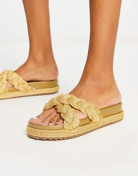 Золотистые эспадрильи с плетеной стелькой ASOS DESIGN Jasmine
