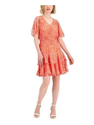 TAYLOR Женская коралловая юбка с подкладкой и рукавами реглан, короткое вечернее платье с расклешенным платьем 14