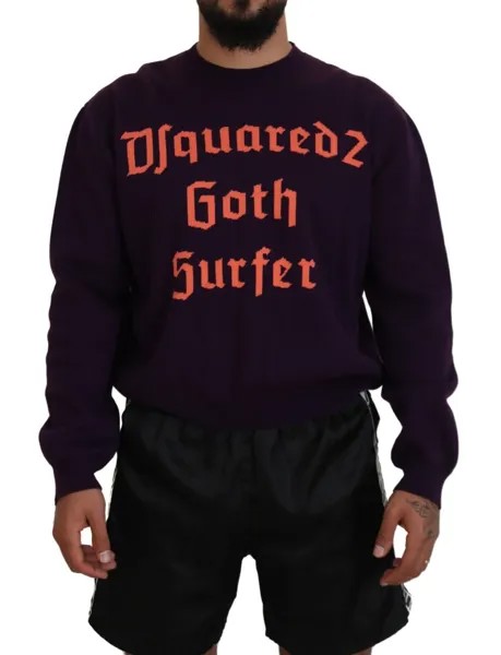 Свитер DSQUARED2, фиолетовый хлопковый мужской пуловер с принтом IT48/US38/M, рекомендованная цена 670 долларов США