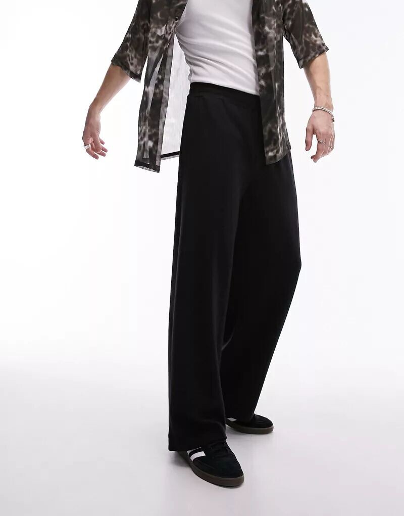 Черные джоггеры широкого кроя с драпировкой Topman