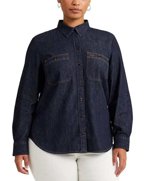 Джинсовая рубашка с рукавами и пуговицами спереди Ralph Lauren, цвет Blue