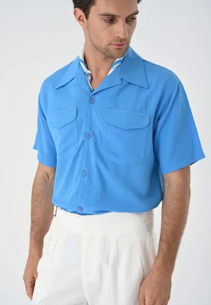 Рубашка Lapel Collar Short Sleeve Antioch, темно-синий