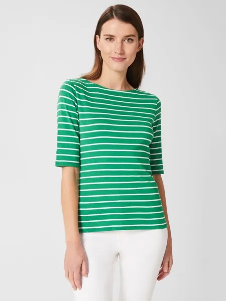 Топ Hobbs Katie Stripe Back Top на пуговицах, зеленый/слоновая кость