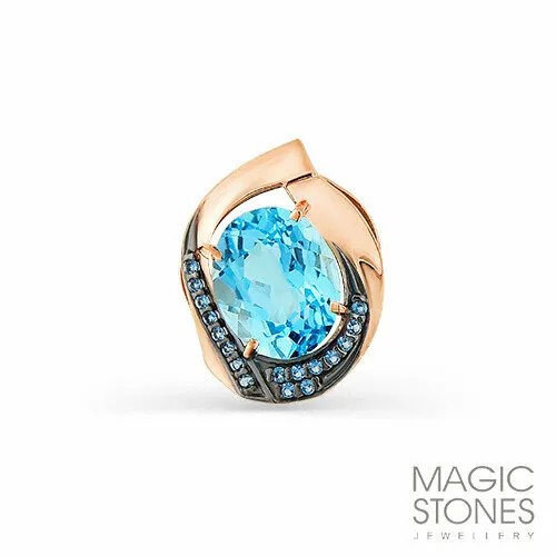 Подвеска MAGIC STONES, красное золото, 585 проба, топаз, фианит