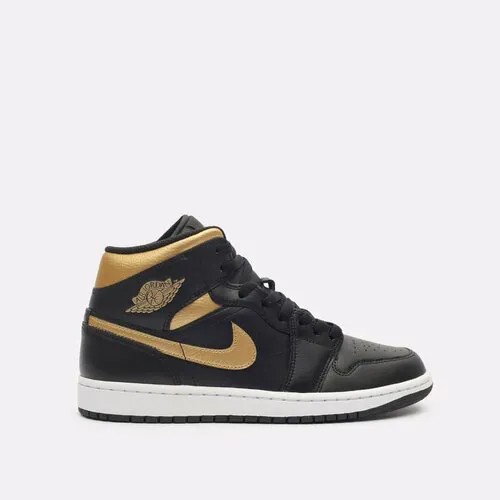 Кроссовки Jordan 1 Mid, размер 10.5US, черный/золотой