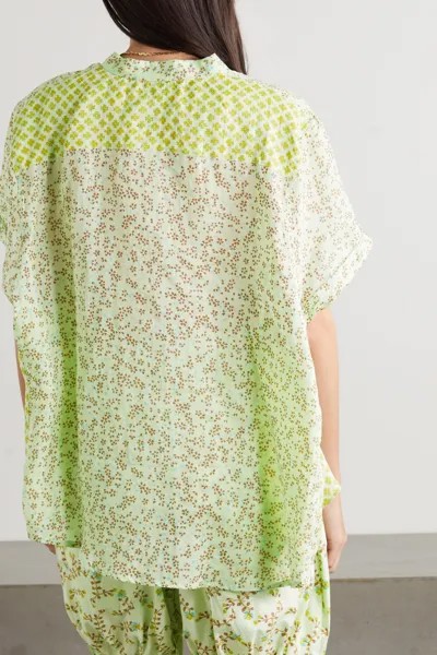 YVONNE S Льняная рубашка с цветочным принтом, зеленый