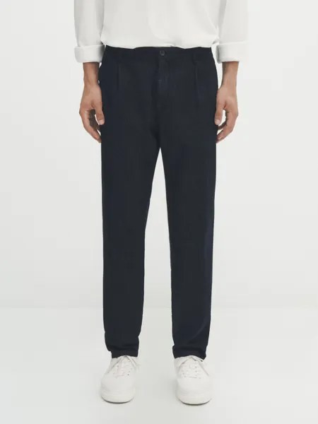 Джинсы свободного кроя с промыванием и стротами Massimo Dutti, индиго