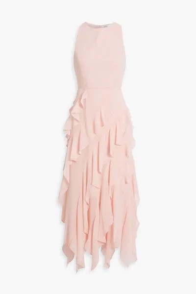 Платье миди из шифона с оборками BADGLEY MISCHKA, розовый