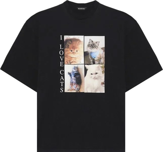 Футболка Balenciaga I Love Cats T-Shirt 'Black', черный
