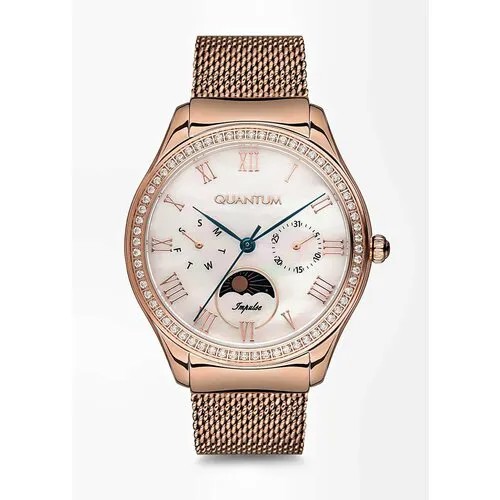Наручные часы QUANTUM Часы наручные женские Quantum IML661.420, Кварцевые 34 мм, белый, розовый