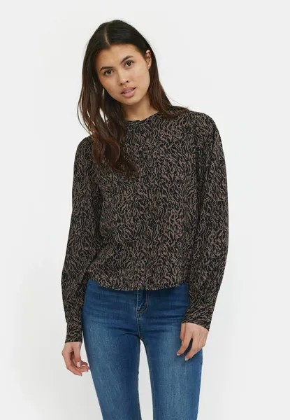 Рубашка ALIA PRINTED Soft Rebels, графический анималистический принт кофе