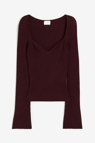 Вязаный свитер в рубчик H&M, бордовый