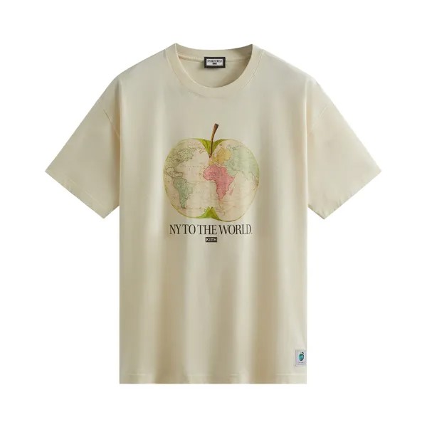 Винтажная футболка Kith New York To The World с яблоком Sandrift