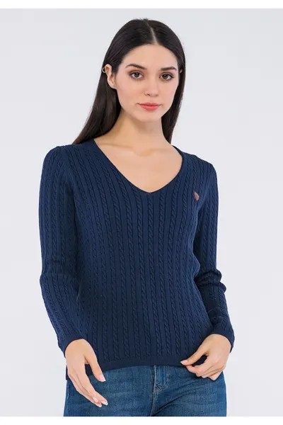 Приталенный вязаный свитер Giorgio Di Mare, синий