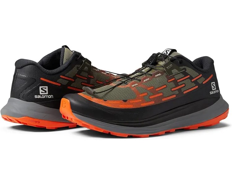 Кроссовки Salomon Ultra Glide, цвет Deep Lichen Green/Black/Red/Orange