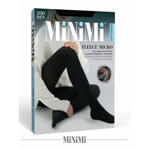 Колготки MiNiMi Fleece Micro, 200 den, размер 2, черный