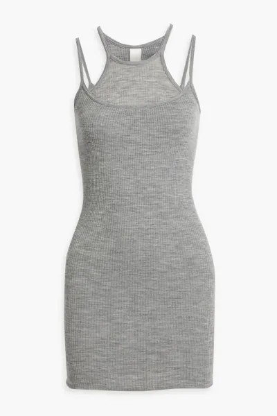 Многослойное мини-платье из джерси из шерсти и шелка в рубчик Dion Lee, серый