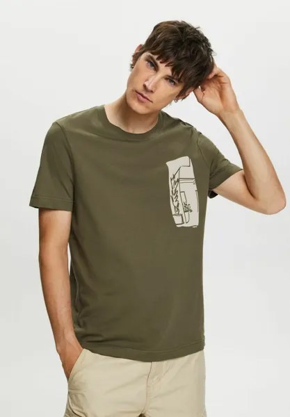 Футболка с принтом Esprit, хаки