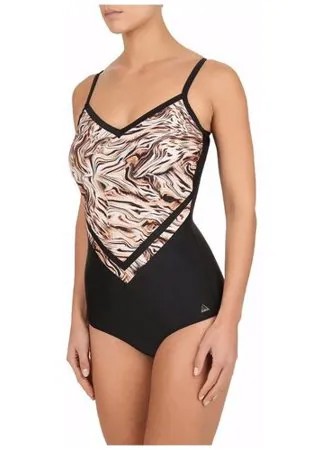 Felina Слитный купальник с тигровым принтом в области лифа, черный, 46G