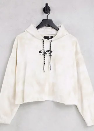 Укороченный худи бежевого цвета с логотипом и принтом тай-дай Quiksilver – эксклюзивно для ASOS-Светло-бежевый цвет