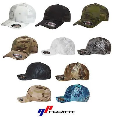 Бейсбольная кепка Flexfit с камуфляжным принтом 6277 Бейсболка из шерстяного чесаного твила Blank Flex Fit
