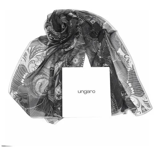 Классический черно-серый палантин из шелка Ungaro 818044