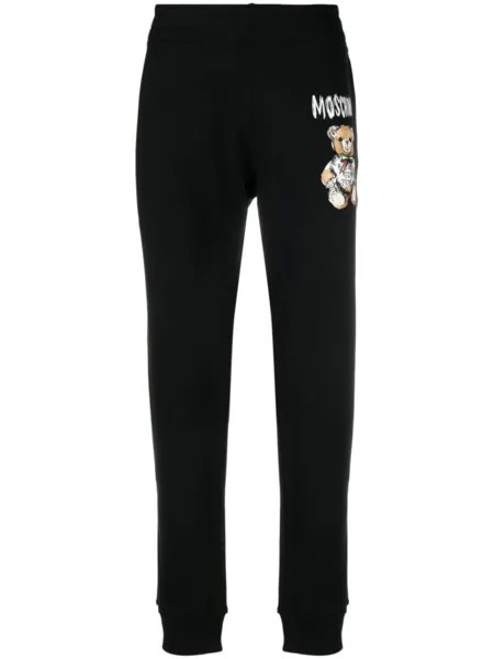 Moschino зауженные спортивные брюки с принтом Teddy Bear, черный