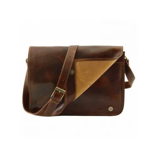 Мужская кожаная сумка-мессенджер Tuscany Leather TL90475 темно-коричневый