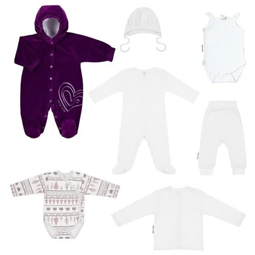 Комплект одежды lucky child, размер 18 (56-62), белый, фиолетовый